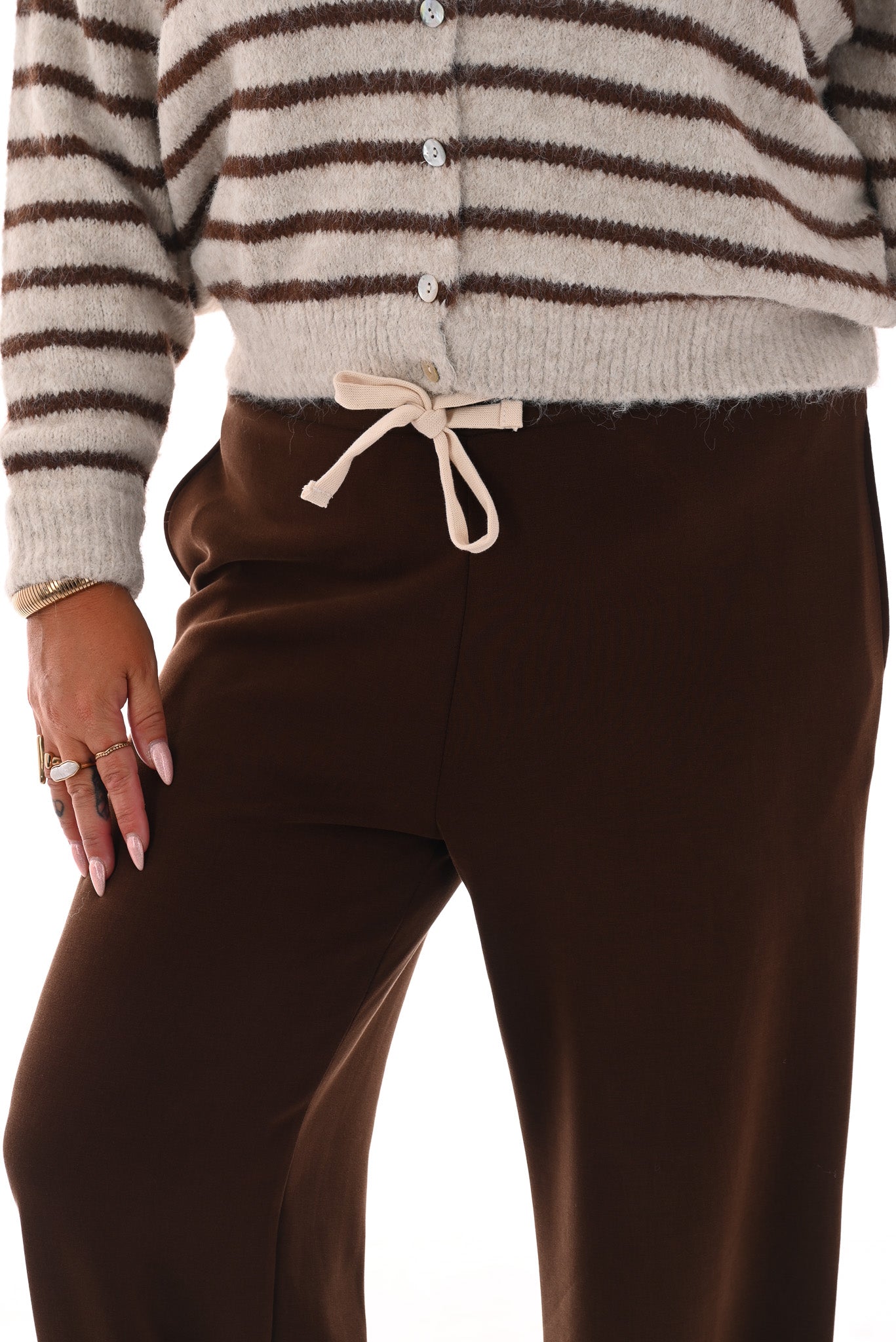 Wide leg joggingsbroek bruin