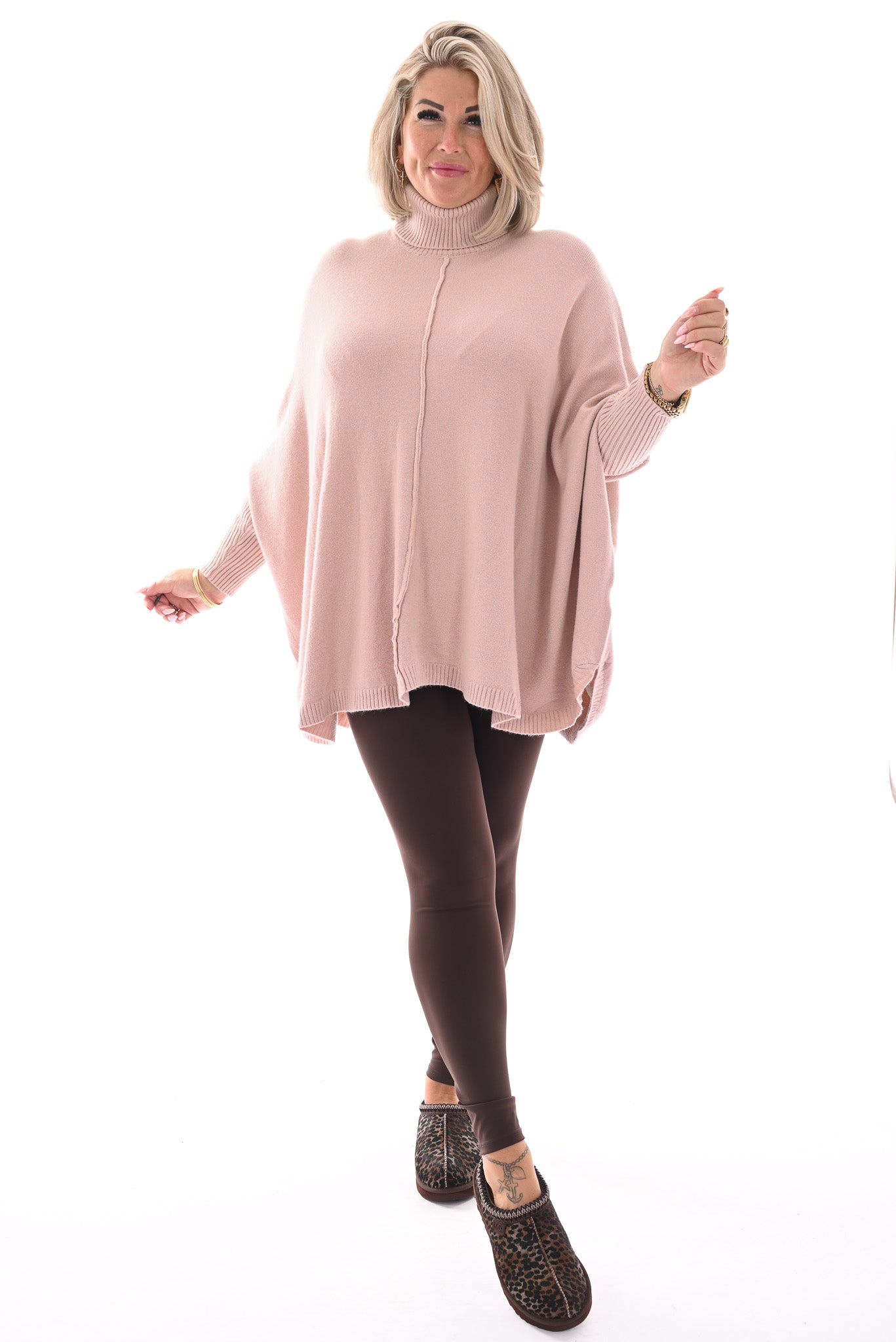 Tuniek met col en streep poederroze