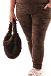 Faux fur ronde crossbody bruin