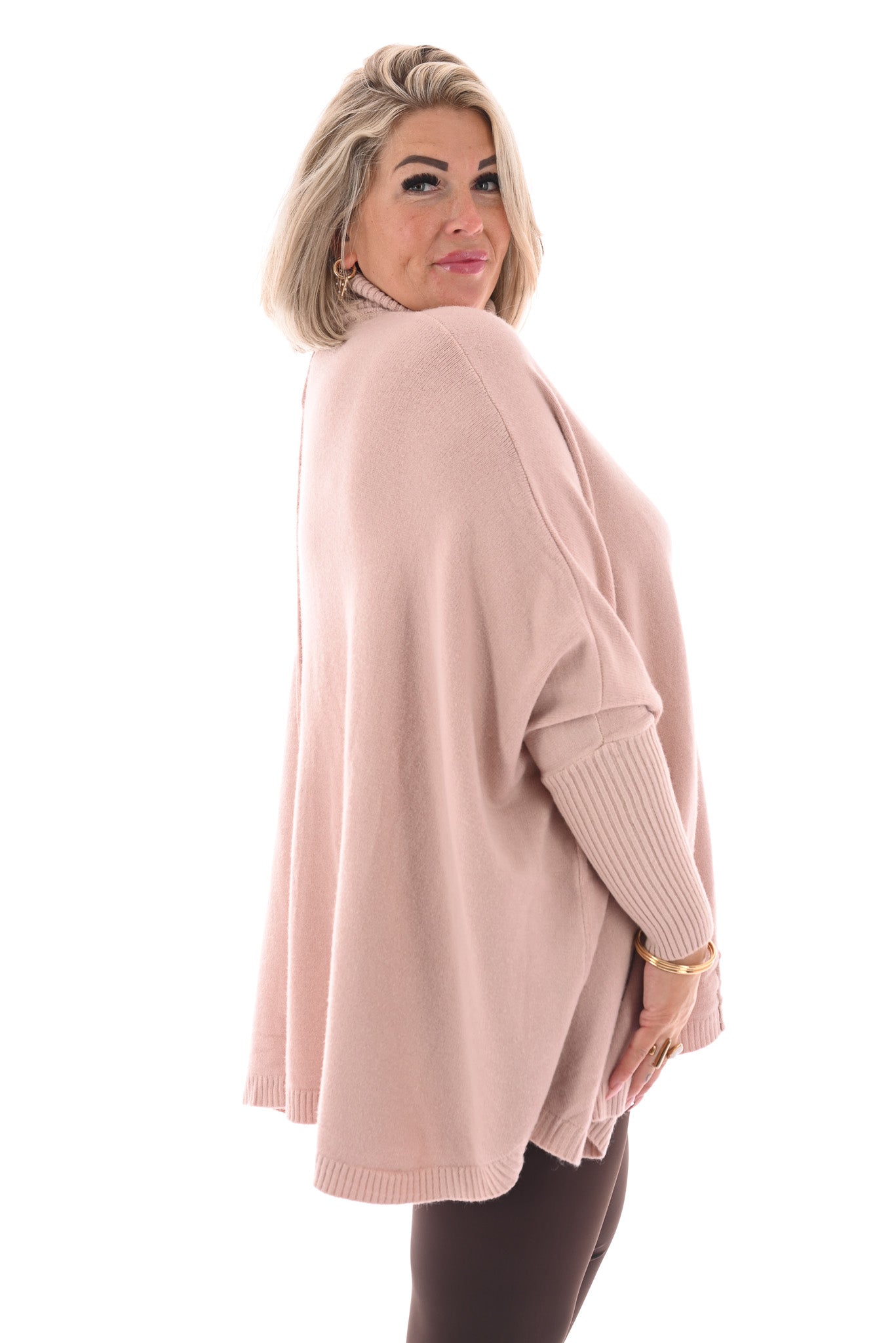 Tuniek met col en streep poederroze