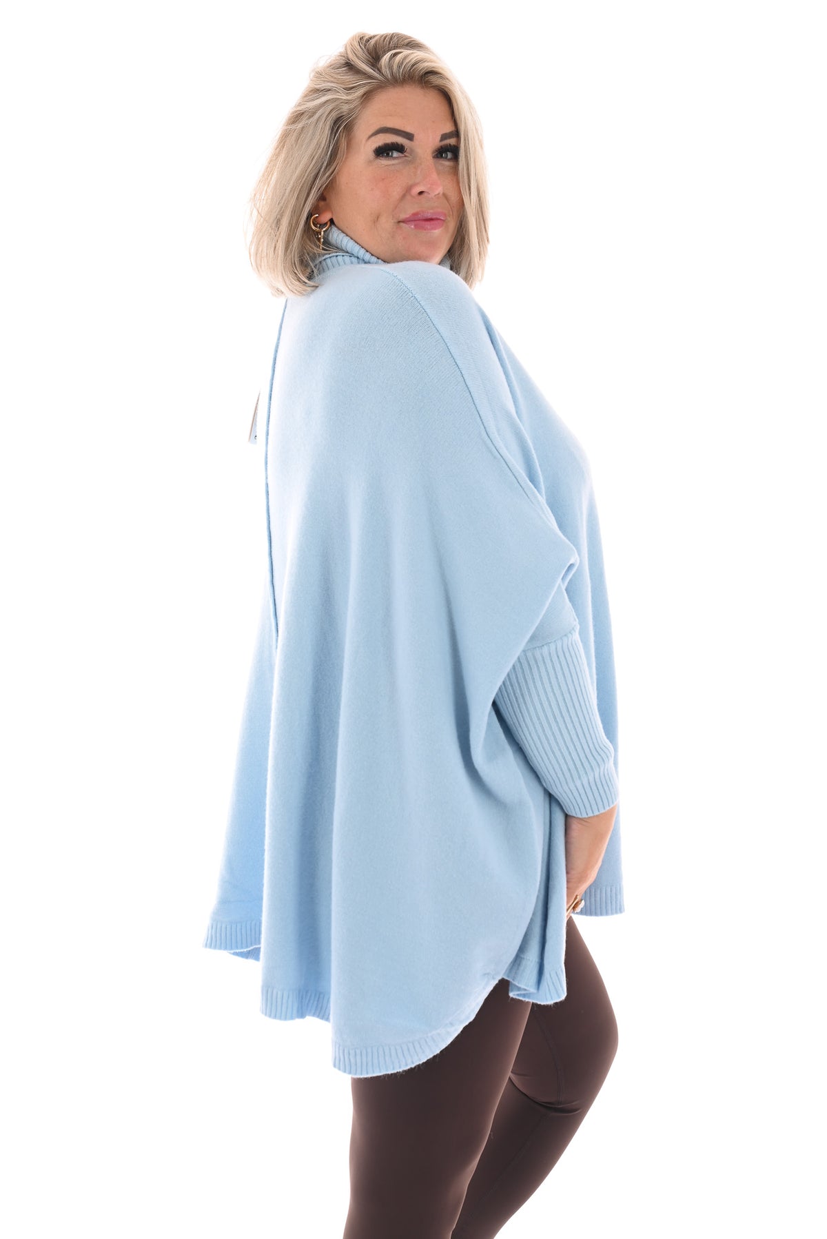 Tuniek met col en streep lichtblauw