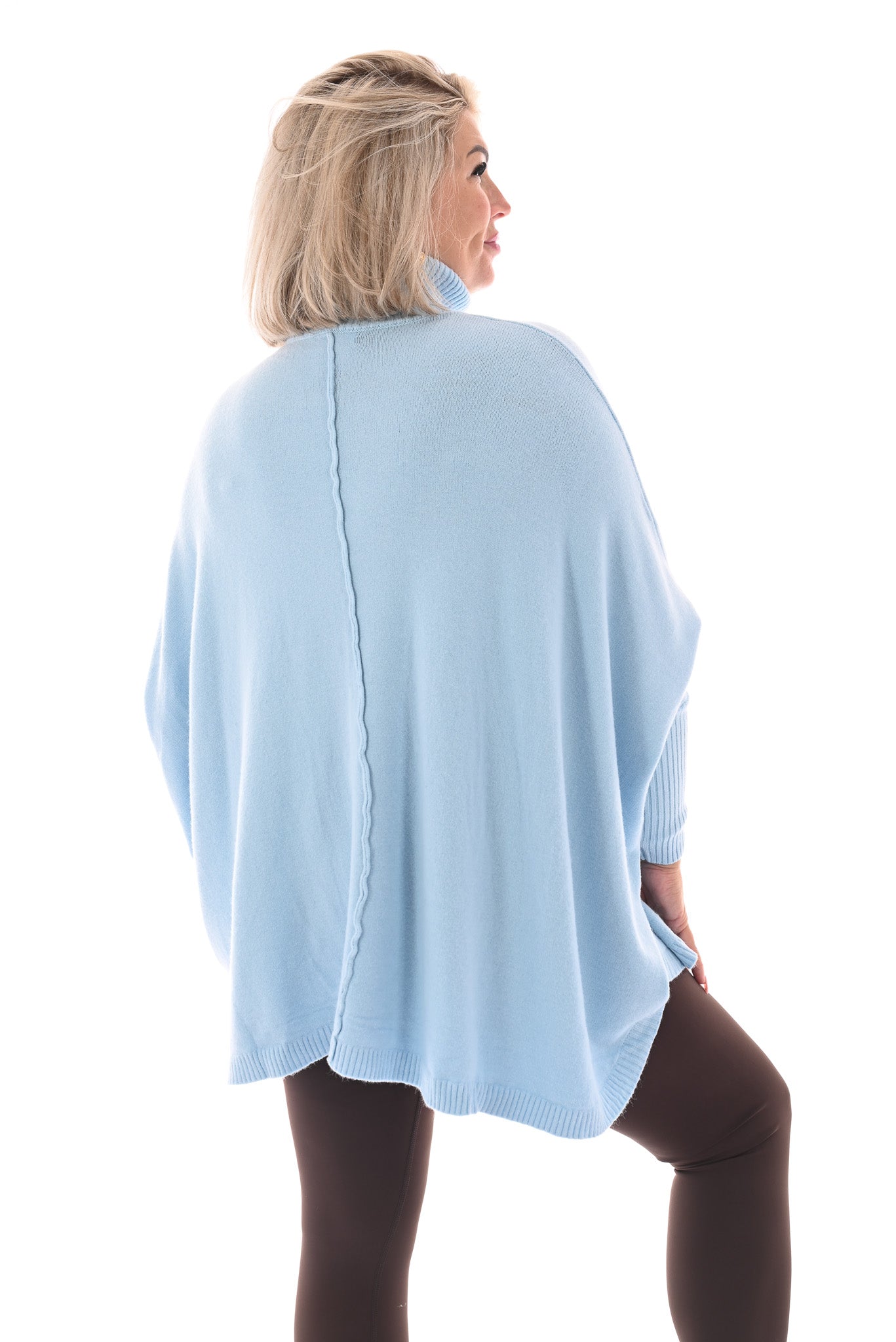 Tuniek met col en streep lichtblauw