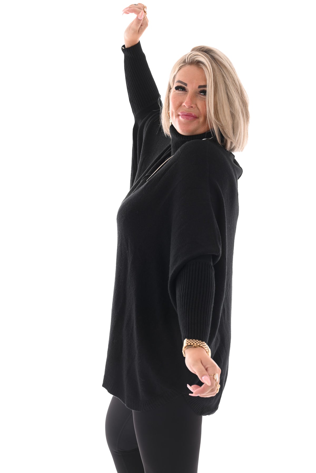 Tuniek met col en streep zwart