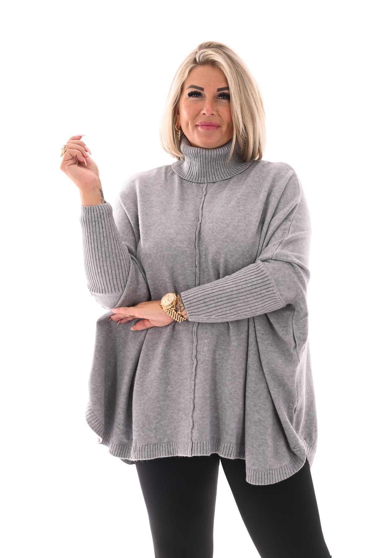 Tuniek met col en streep grijs