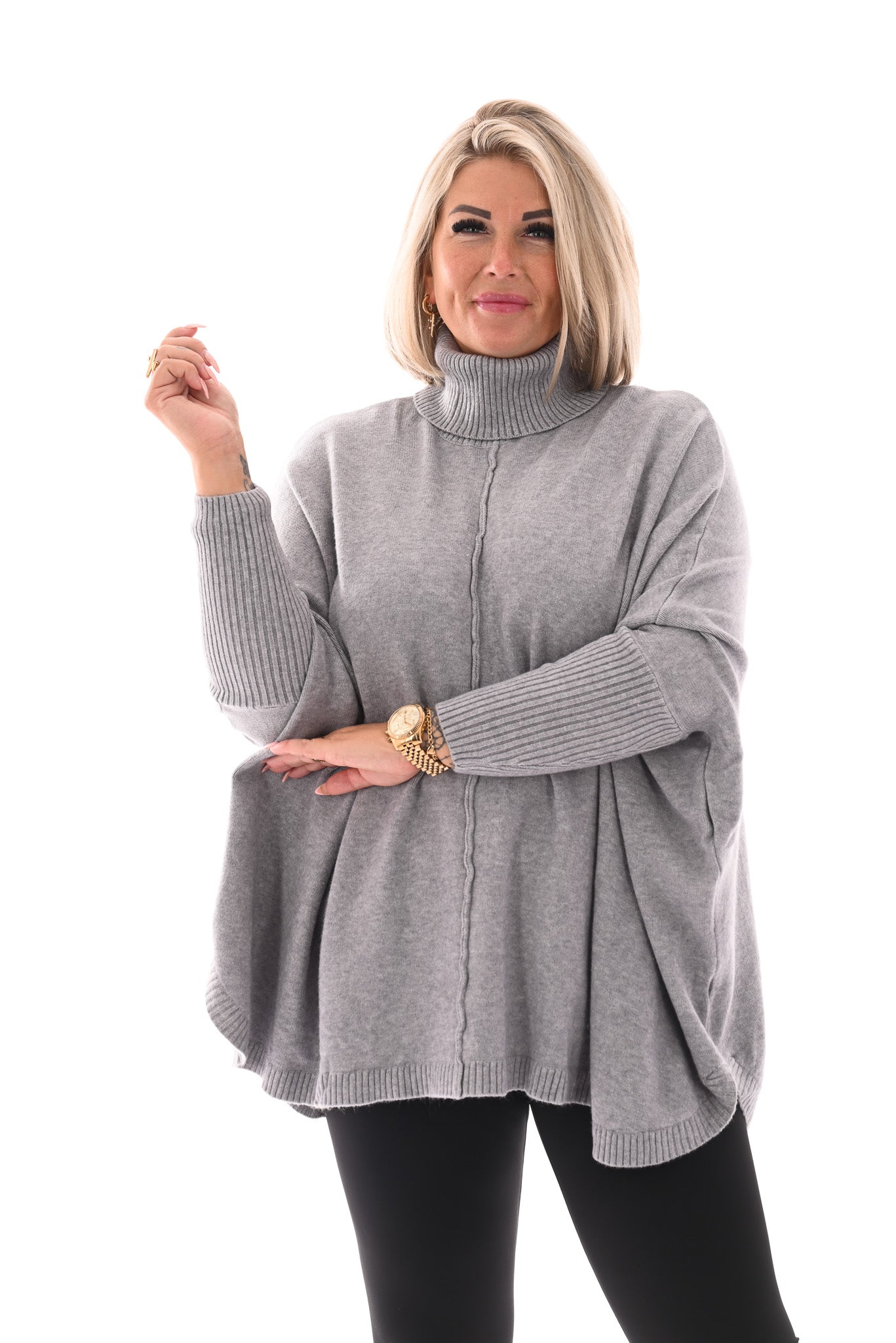 Tuniek met col en streep grijs