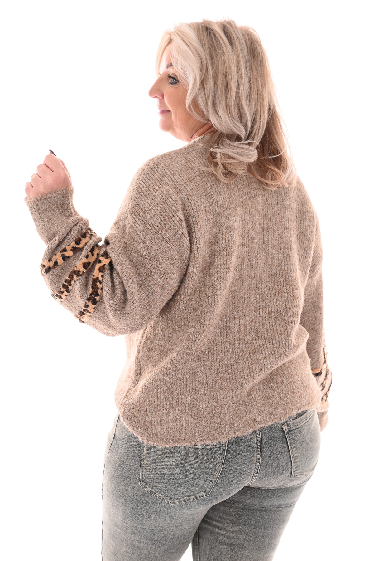 Vest doorknoop panter lichtbruin