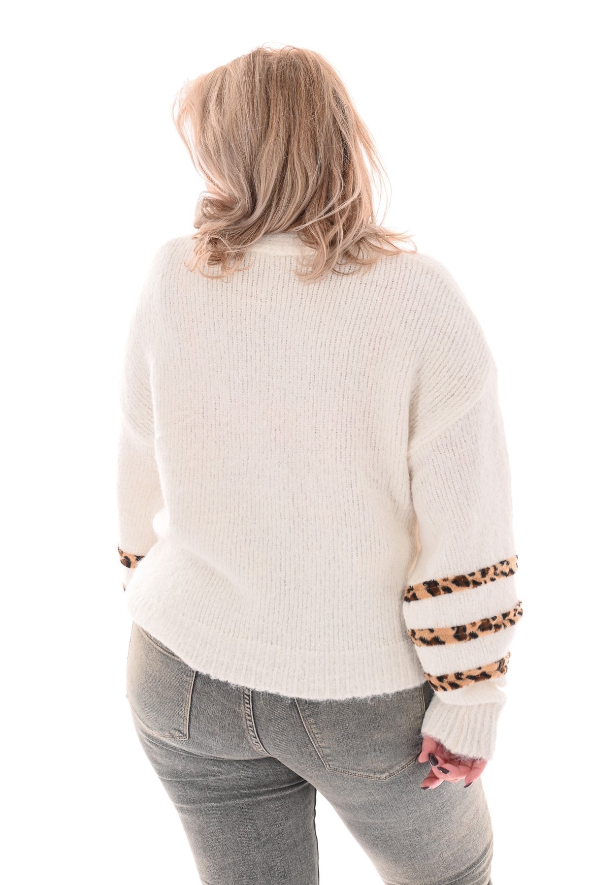 Vest doorknoop panter roomwit