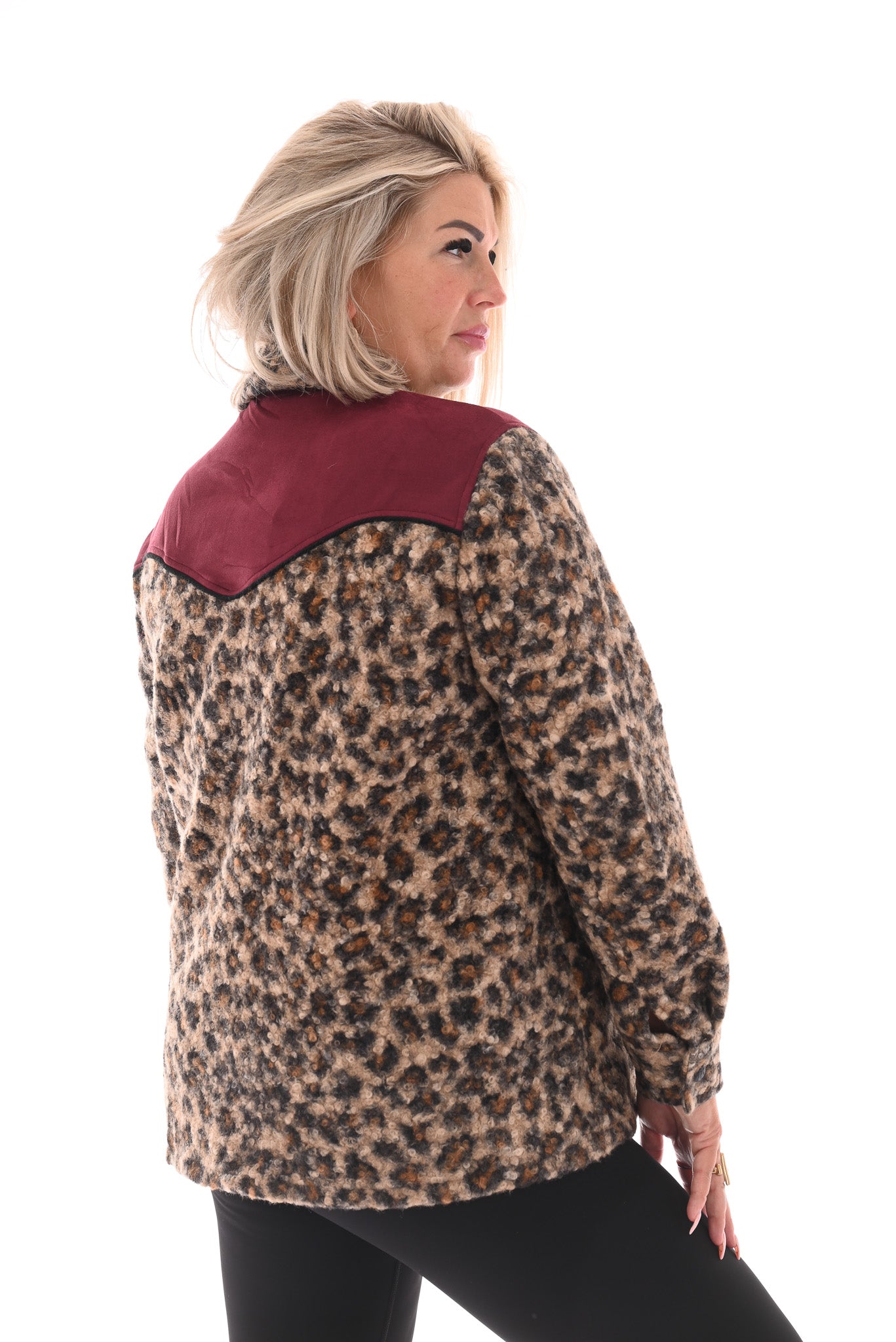 Panterprint boucle vest bordeaux