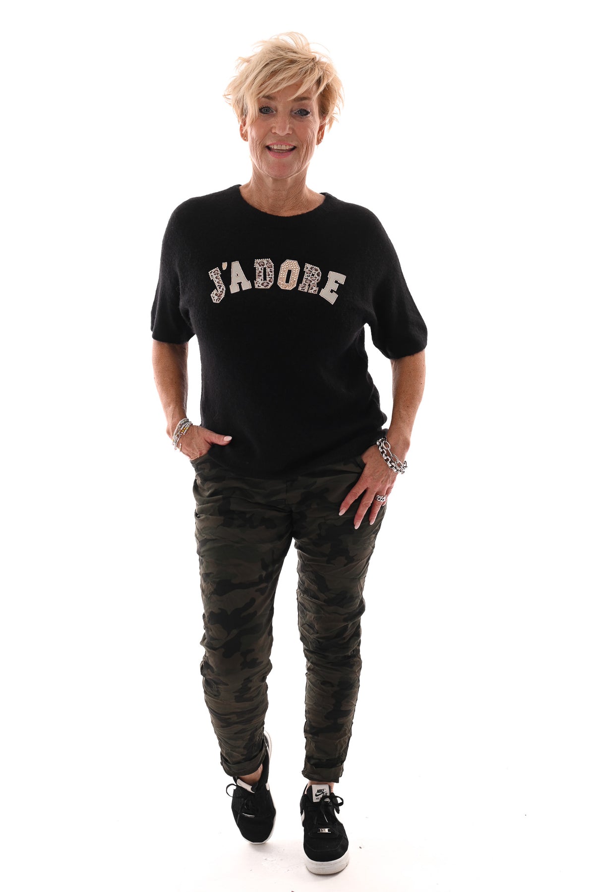 Stretchbroek camouflage legergroen