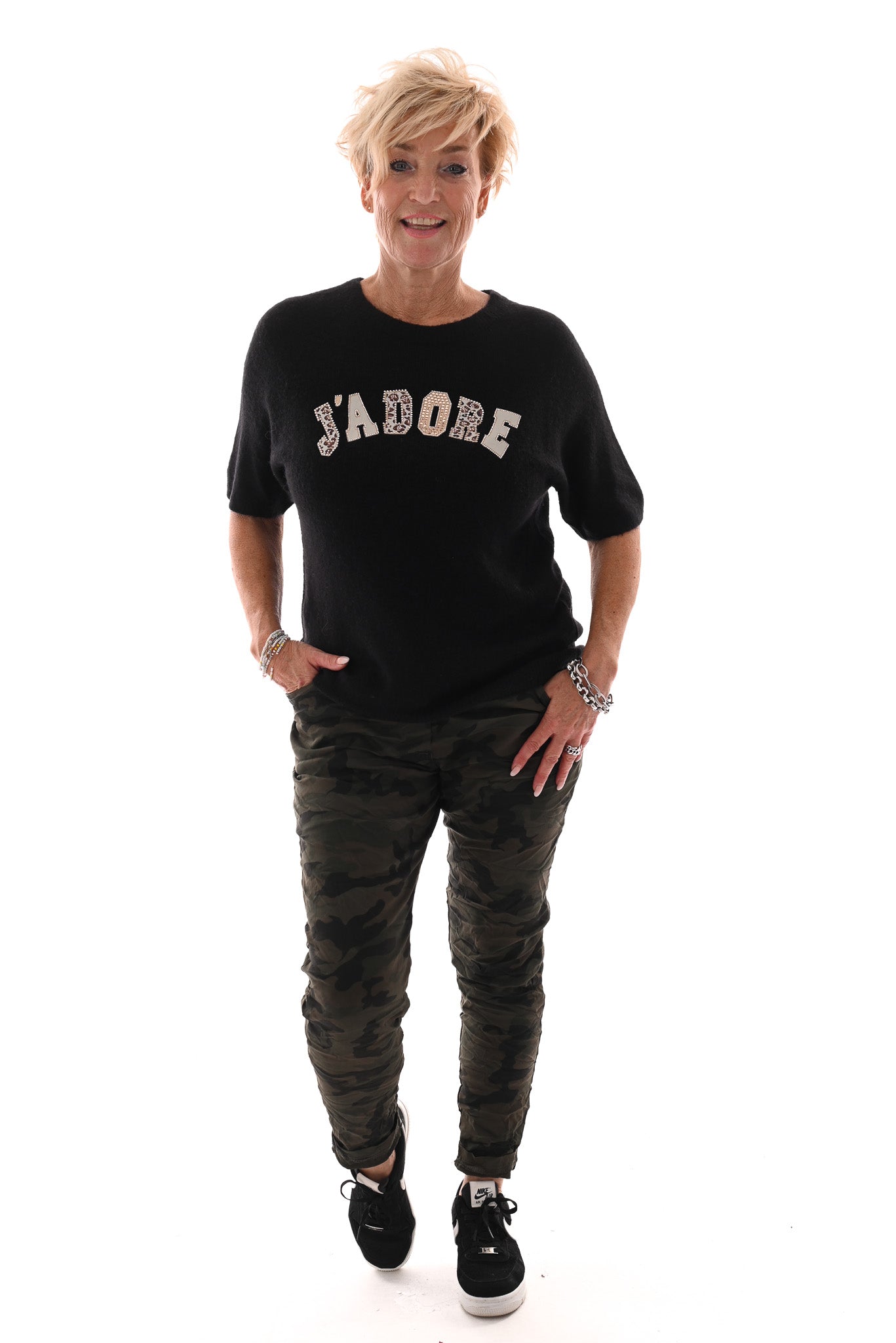 Stretchbroek camouflage legergroen