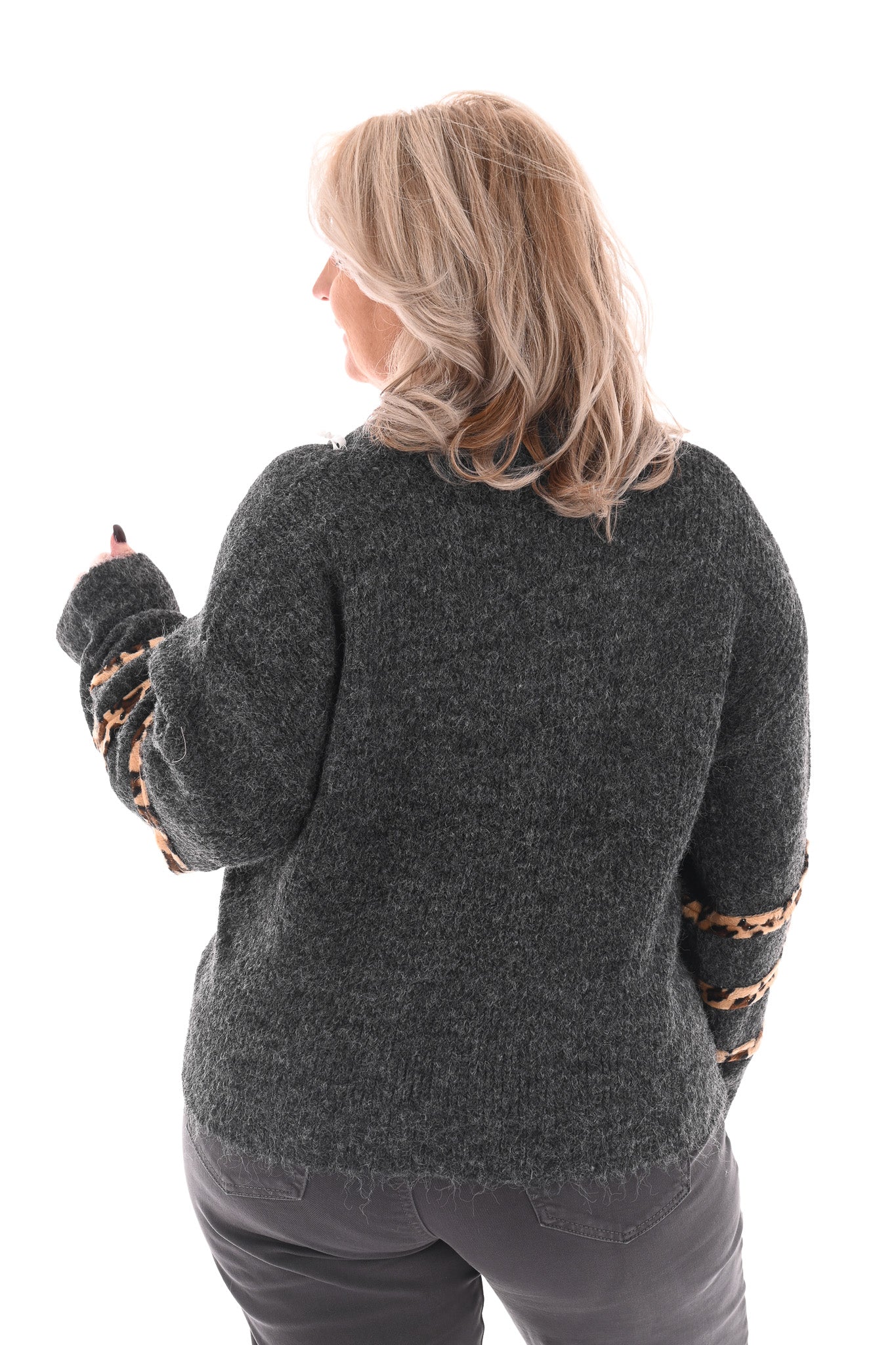 Vest doorknoop panter donkergrijs