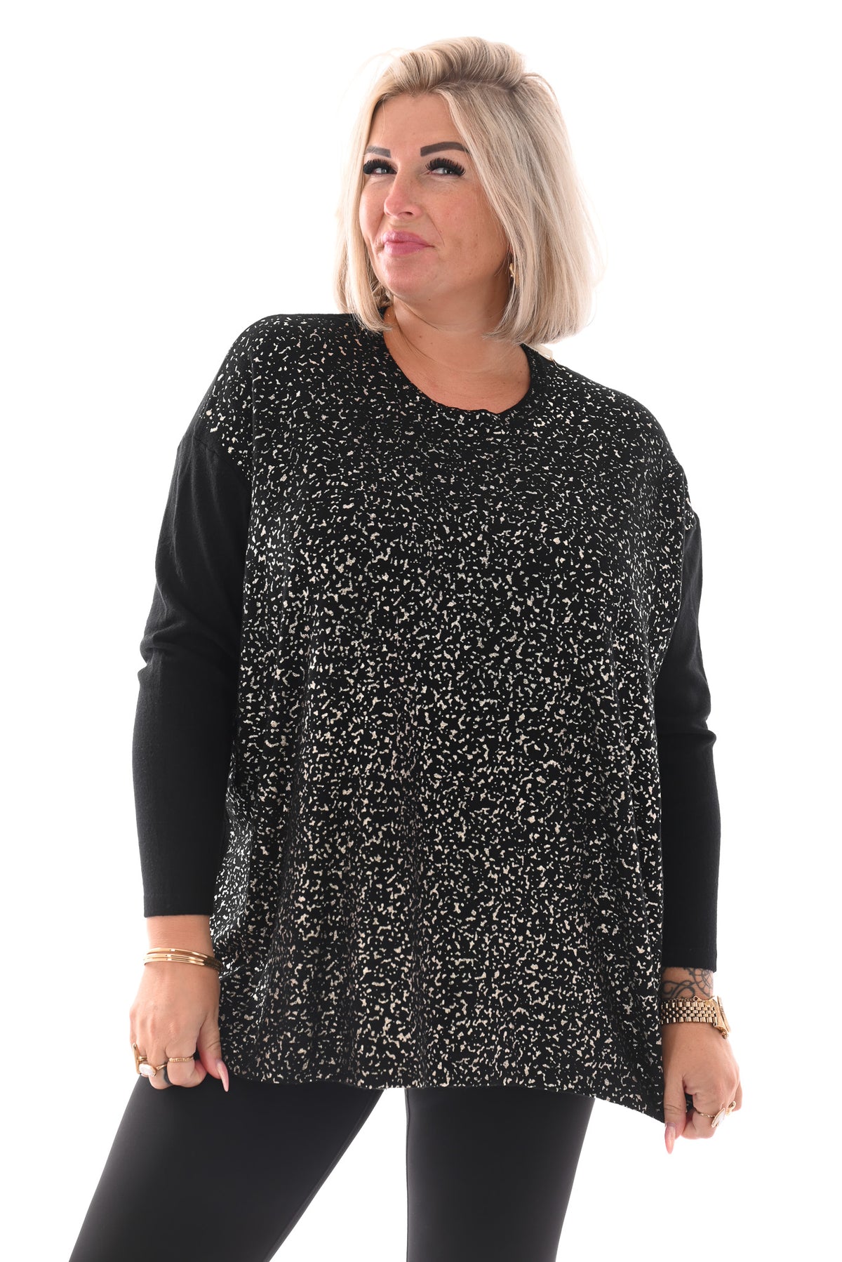 Trui gouden flakes zwart