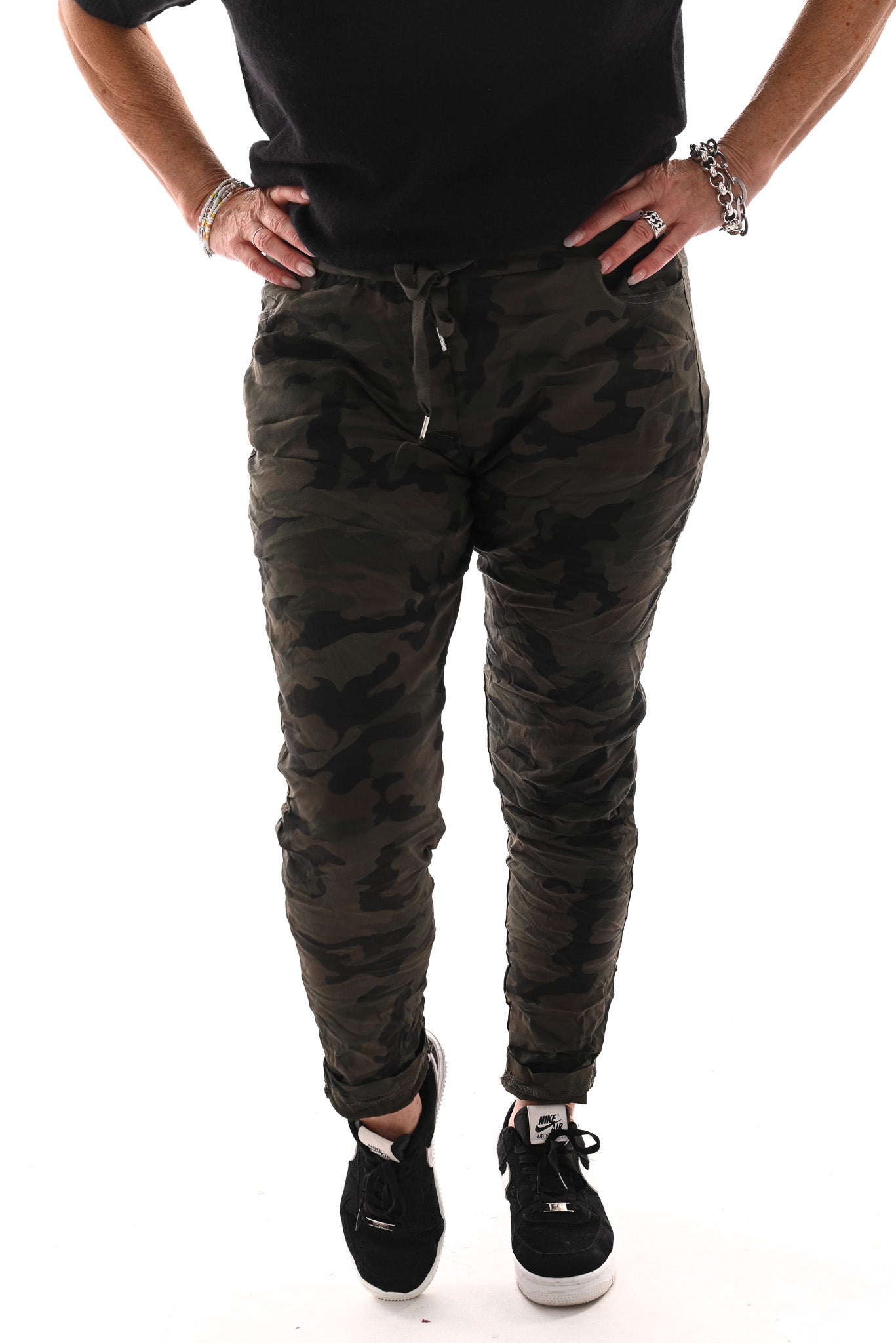 Stretchbroek camouflage legergroen