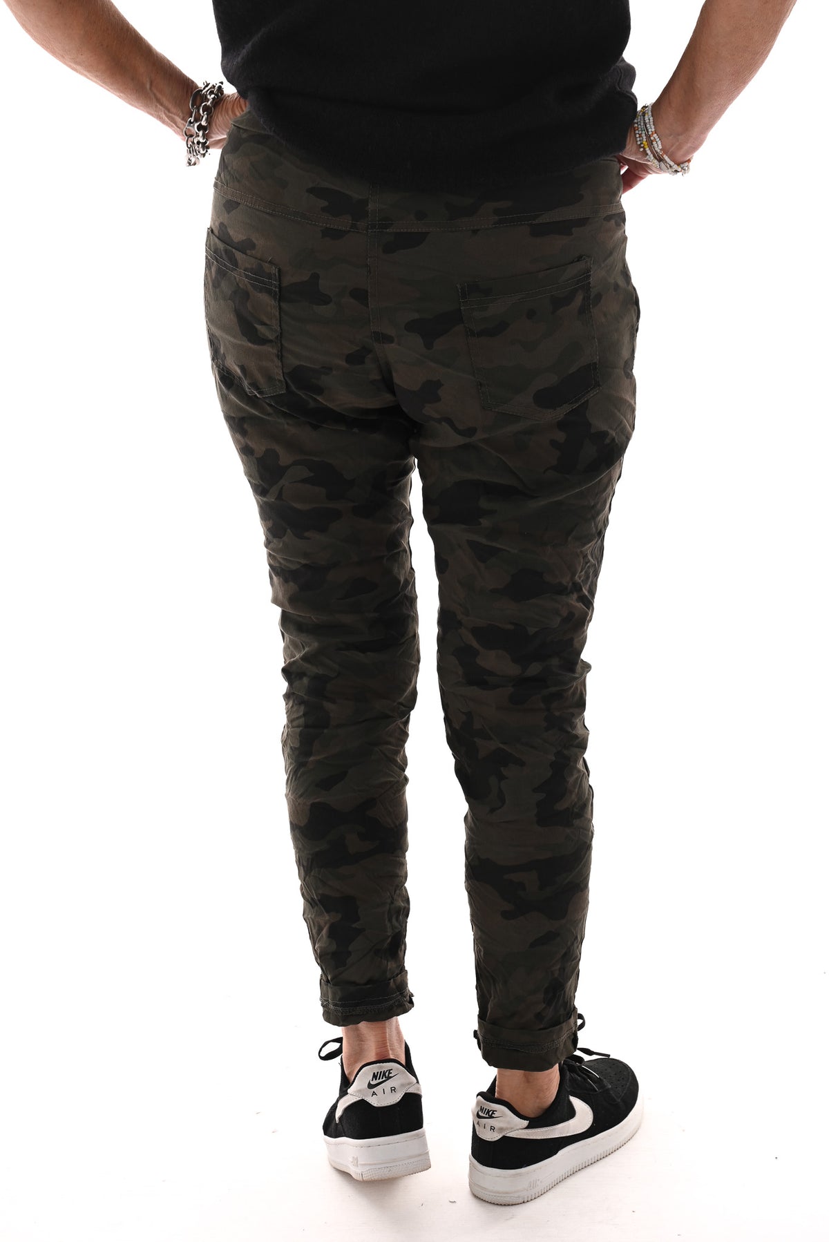 Stretchbroek camouflage legergroen