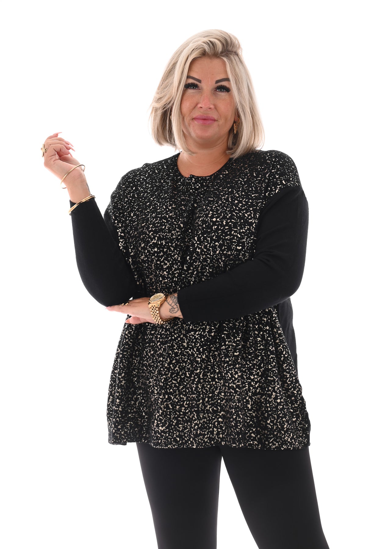 Trui gouden flakes zwart