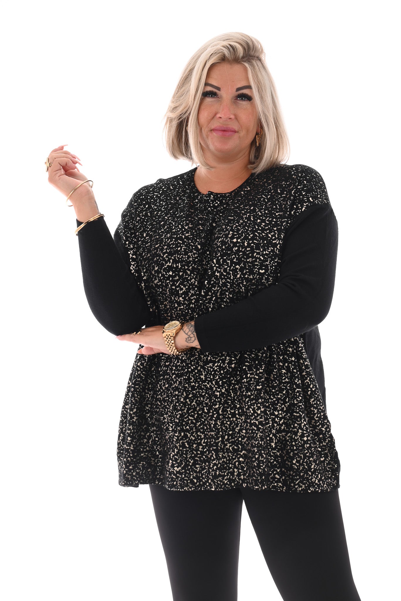 Trui gouden flakes zwart