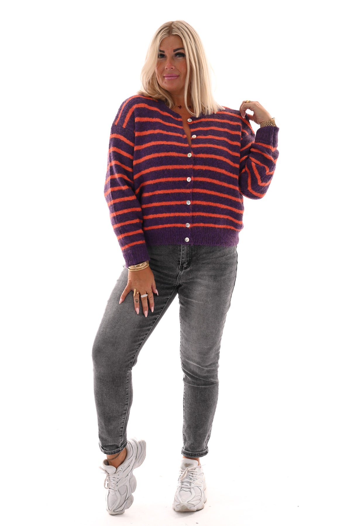 Redberry jeans mom fit gemeleerd grijs