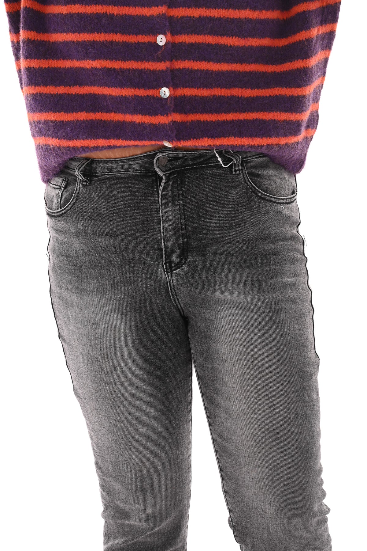 Redberry jeans mom fit gemeleerd grijs