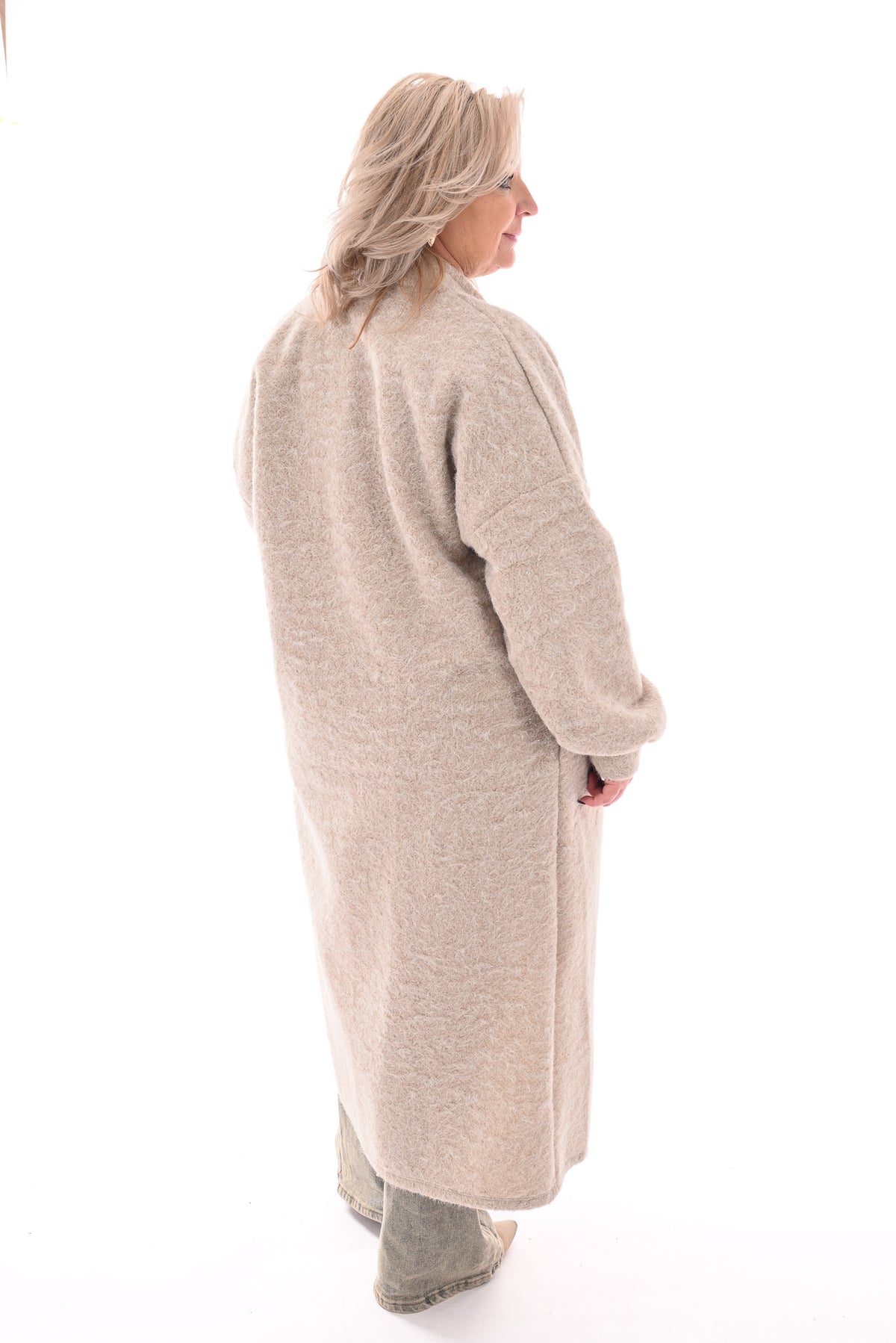 Wavy boucle vest lang beige