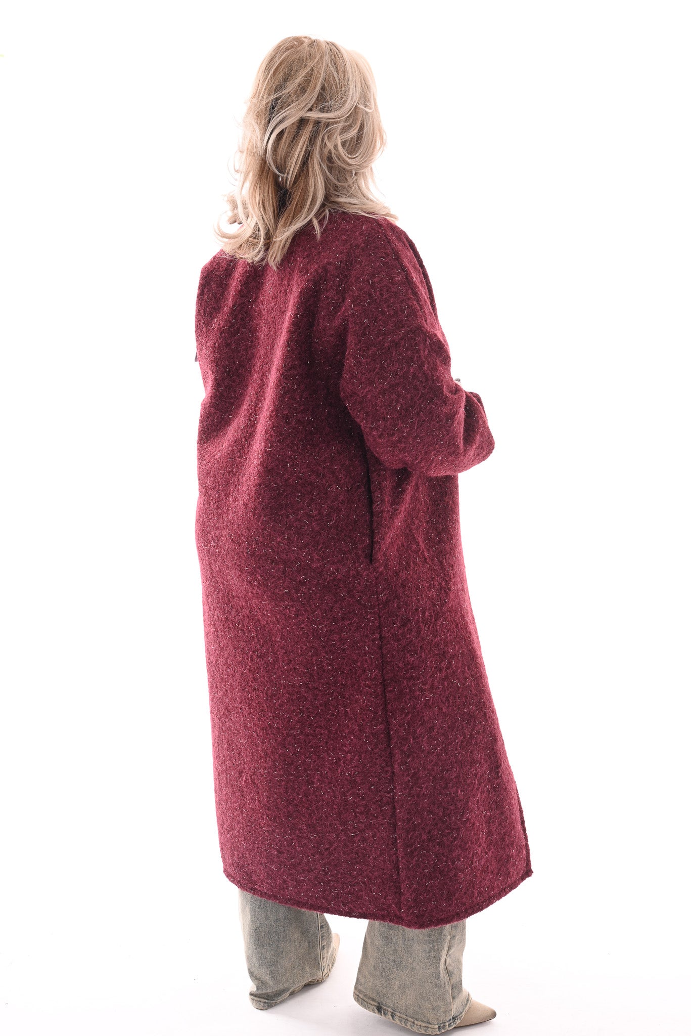 Wavy boucle vest lang bordeaux