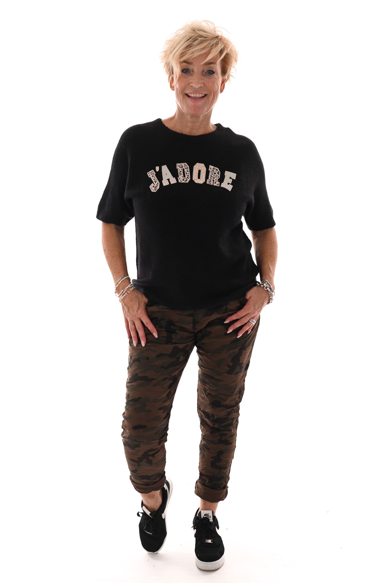 Stretchbroek camouflage camel