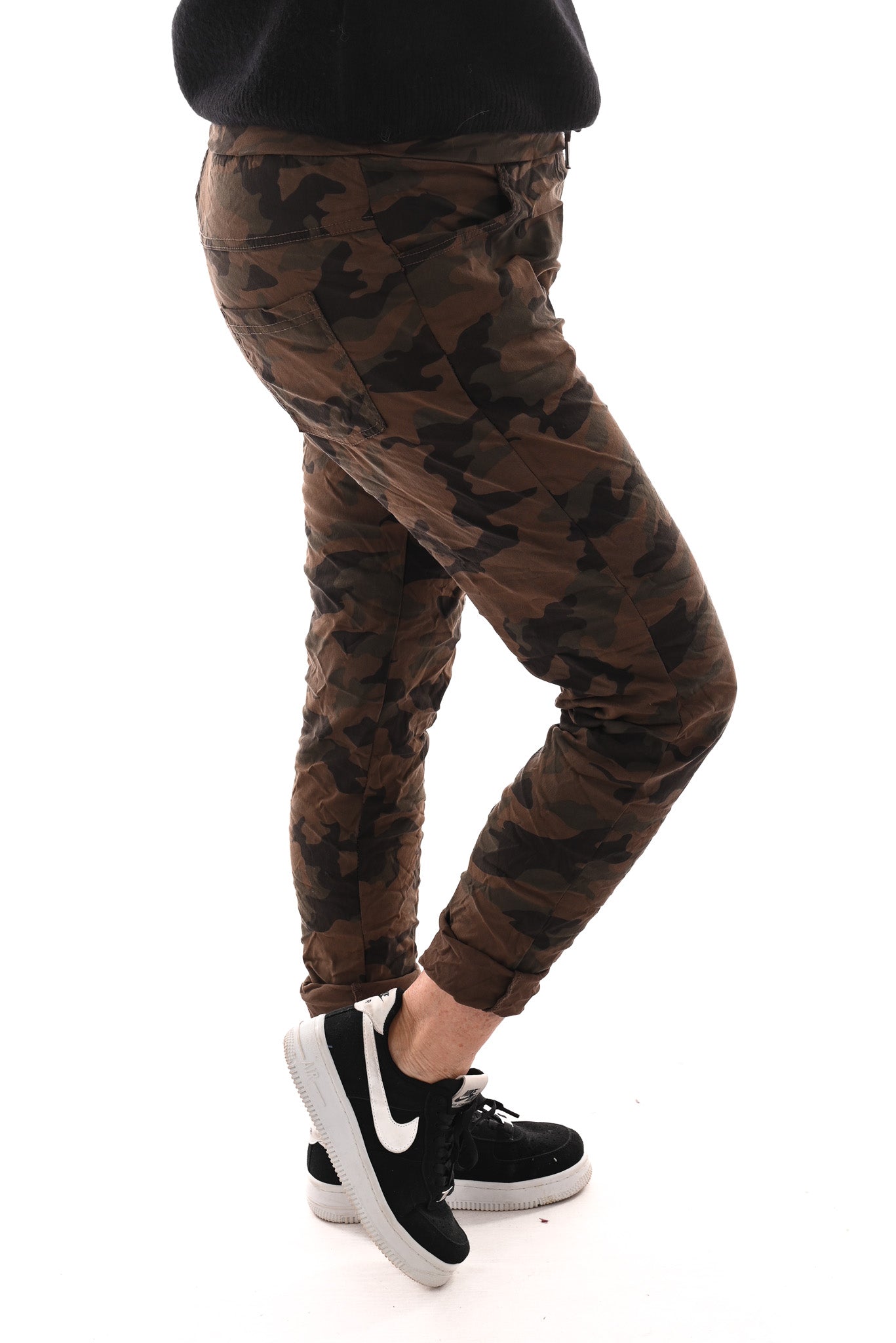 Stretchbroek camouflage camel