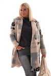 Mantel jas graffiti beige/grijs