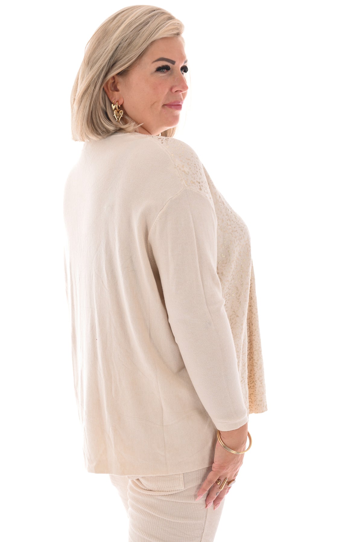 Trui gouden flakes creme