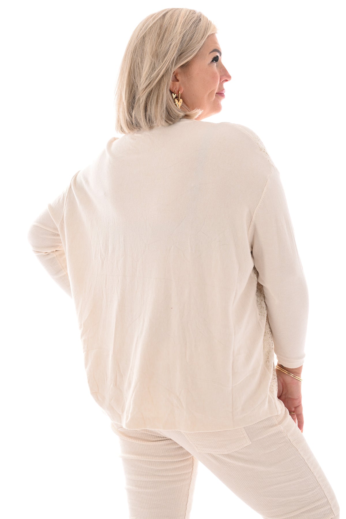 Trui gouden flakes creme