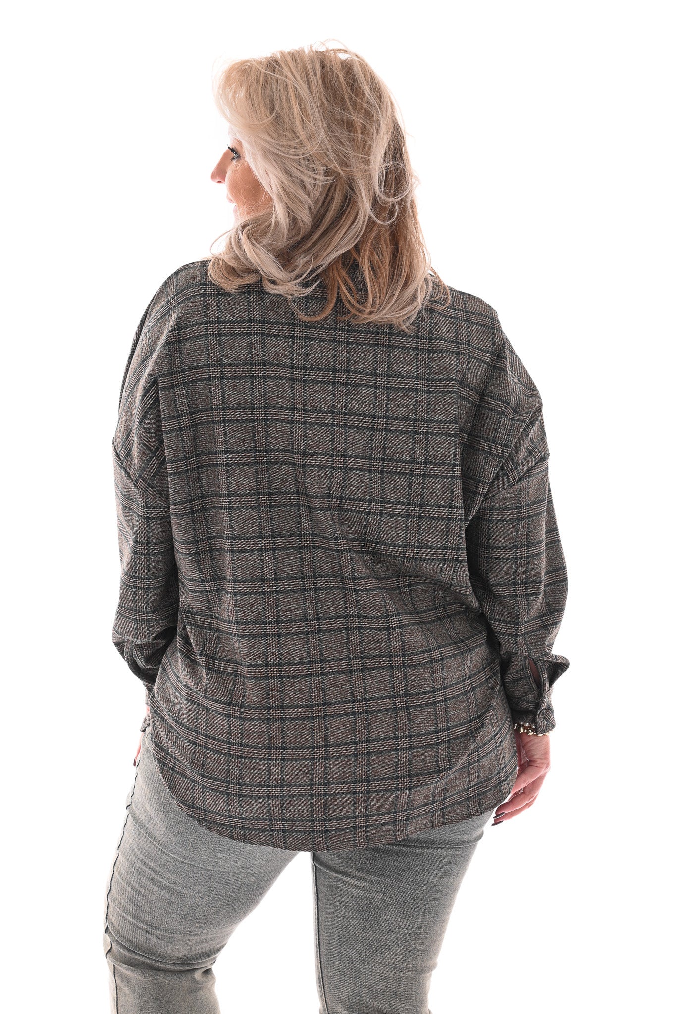 Blouse ruitprint marineblauw