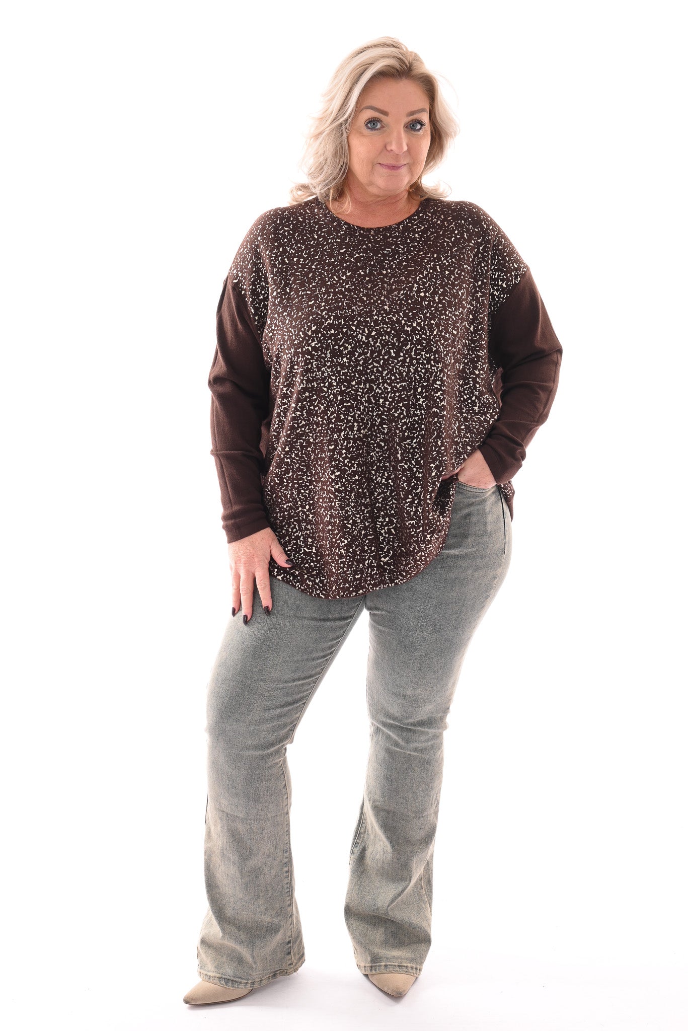 Trui gouden flakes bruin