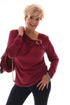 Top rib lange mouwen ring detail mauve