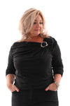 Top rib lange mouwen ring detail zwart