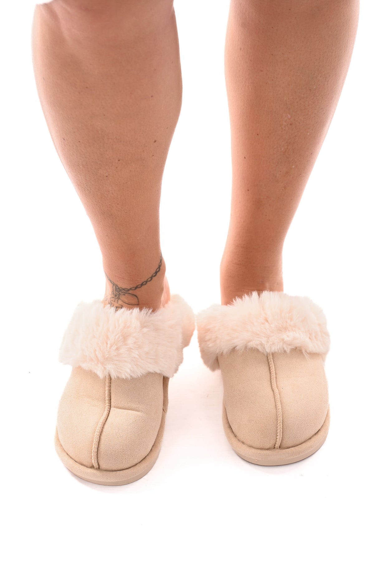 Furry pantoffels beige