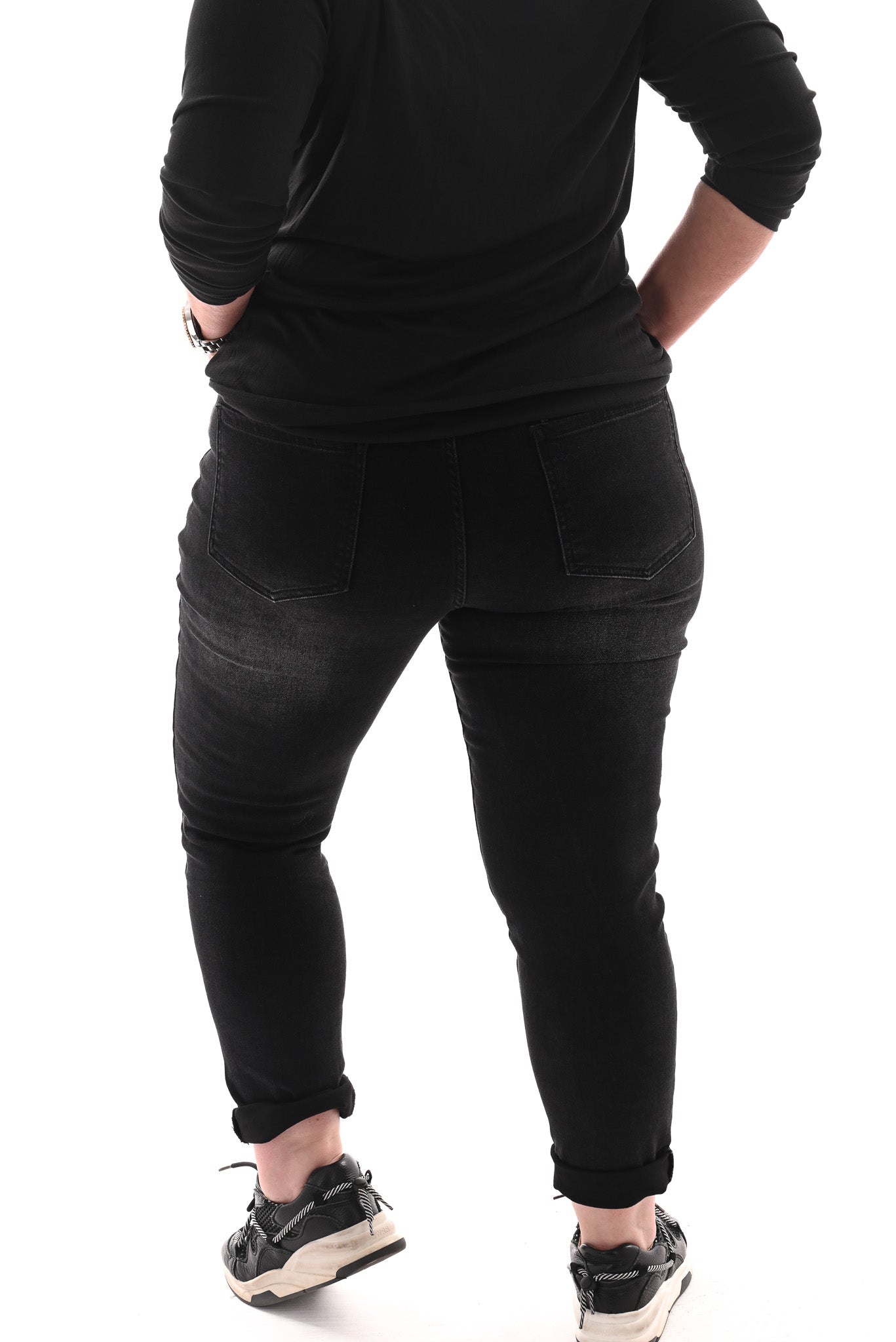 Redberry jeans mom fit gemeleerd zwart
