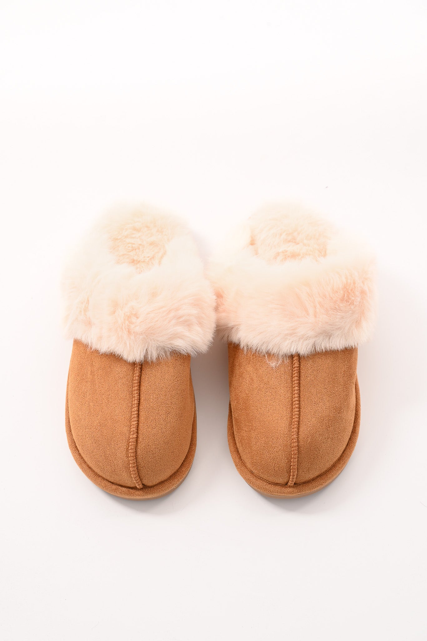 Furry pantoffels camel