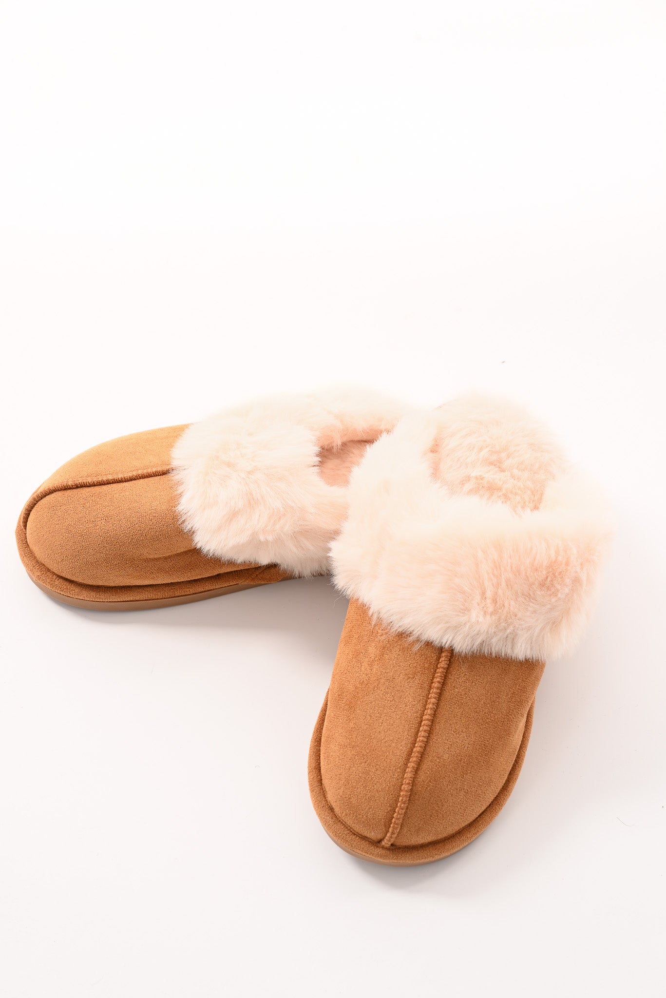 Furry pantoffels camel