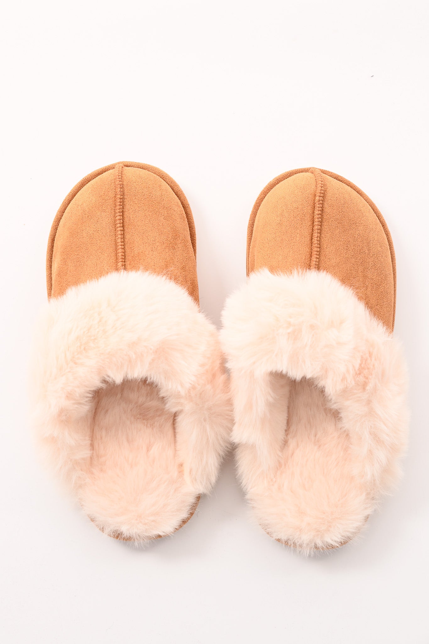 Furry pantoffels camel