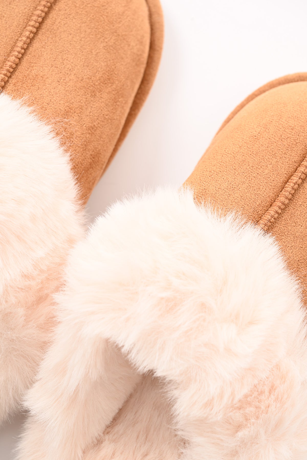 Furry pantoffels camel