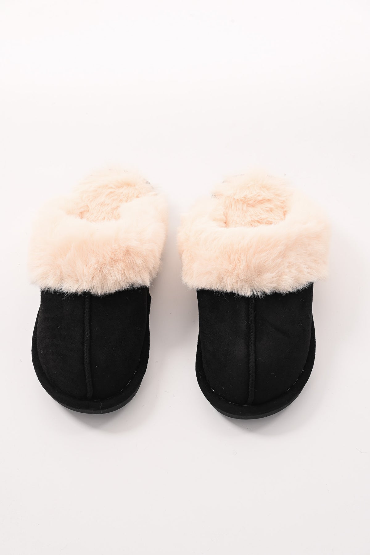 Furry pantoffels zwart