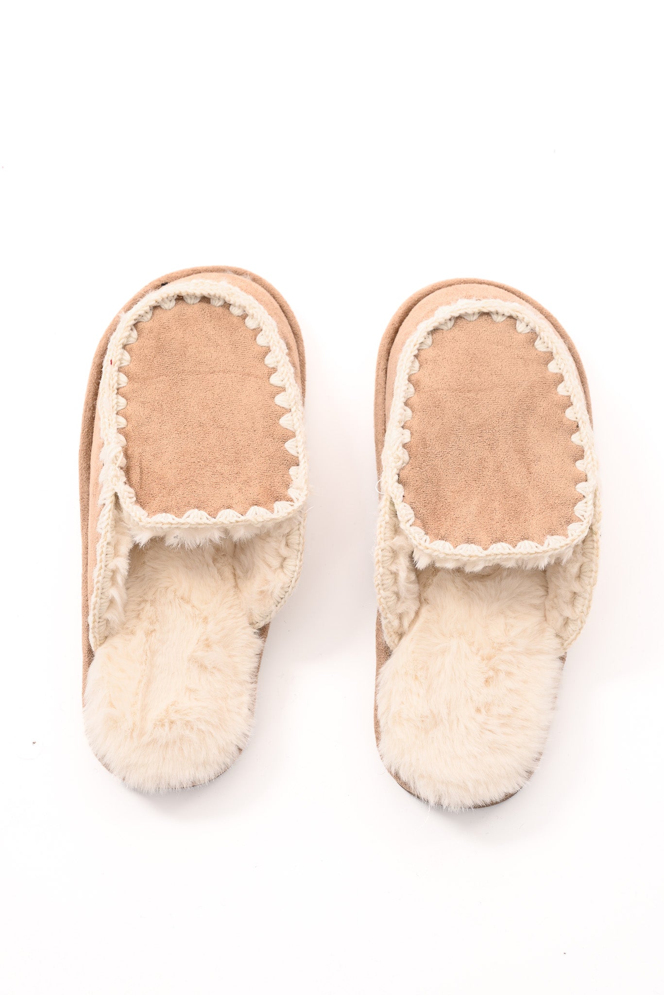 Pantoffels met sierrand taupe