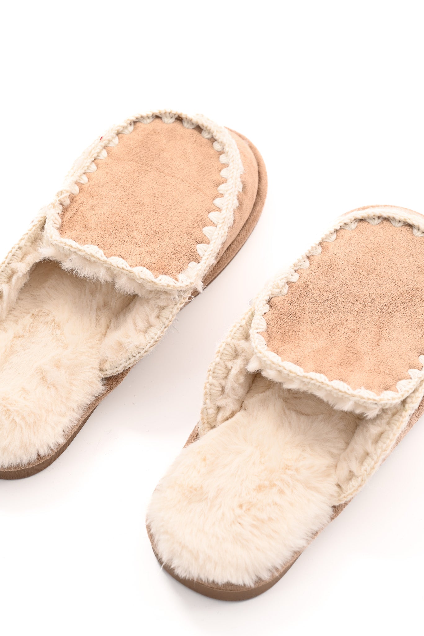 Pantoffels met sierrand taupe