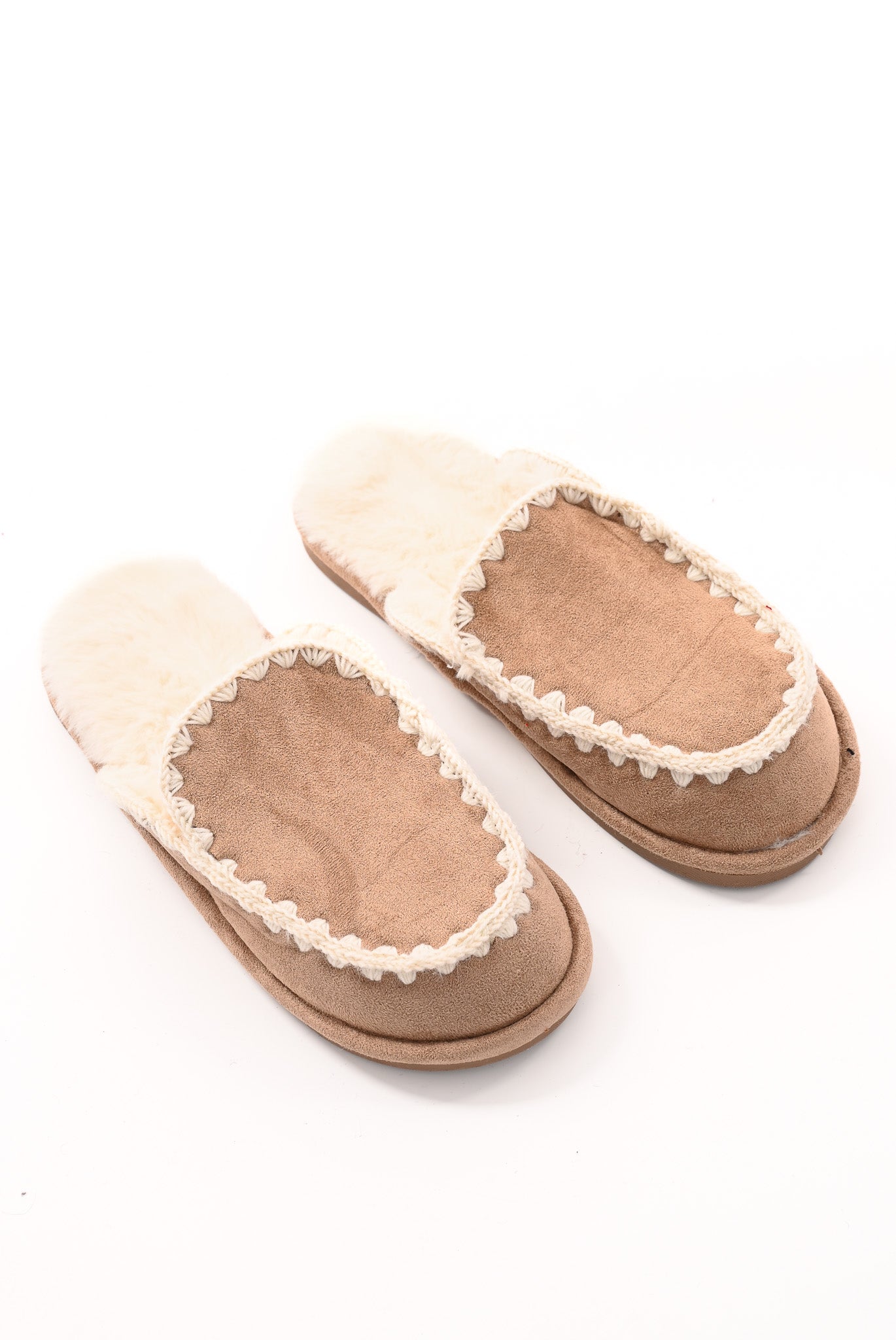 Pantoffels met sierrand taupe