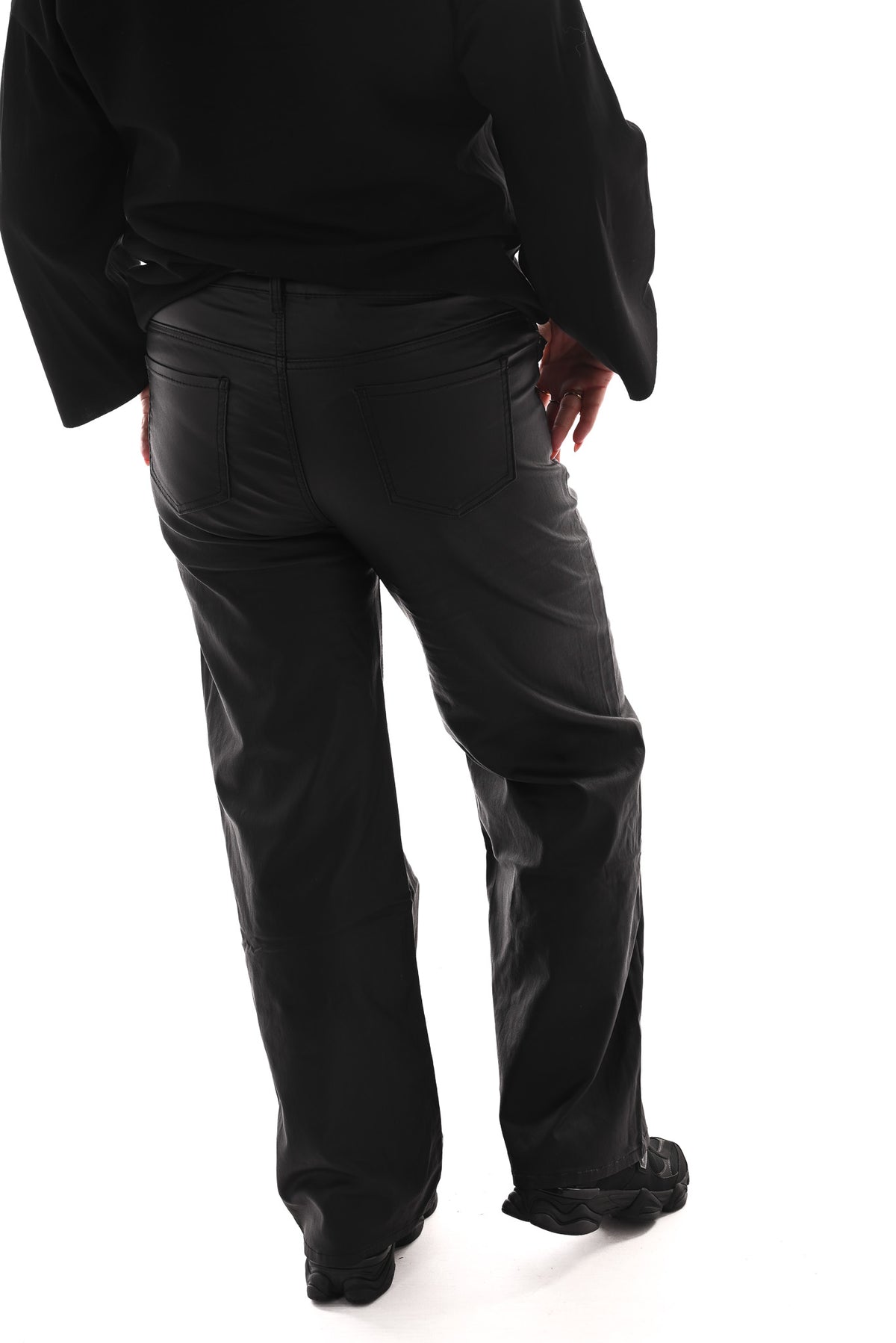 Goodies coated wide leg zwart