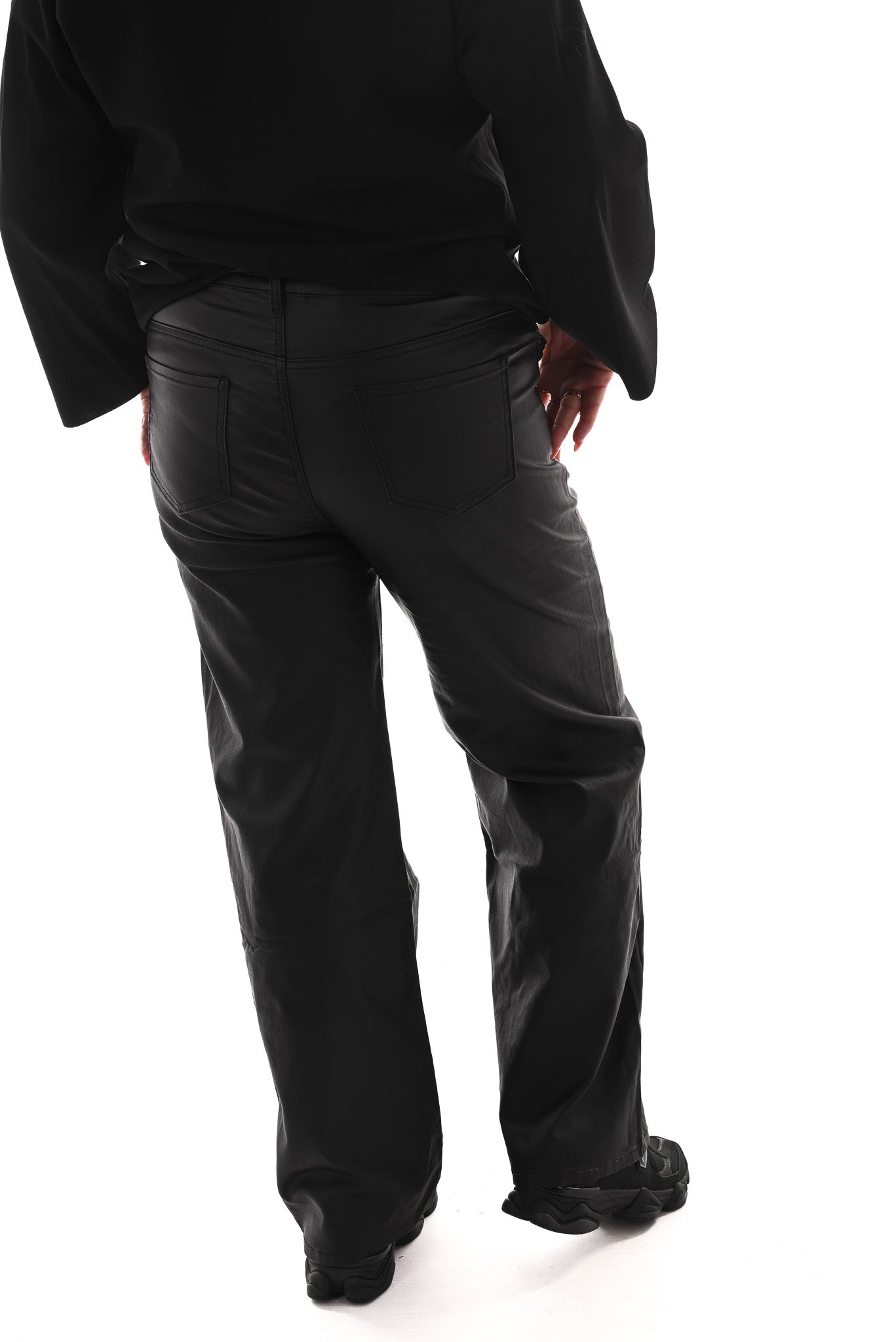 Goodies coated wide leg zwart