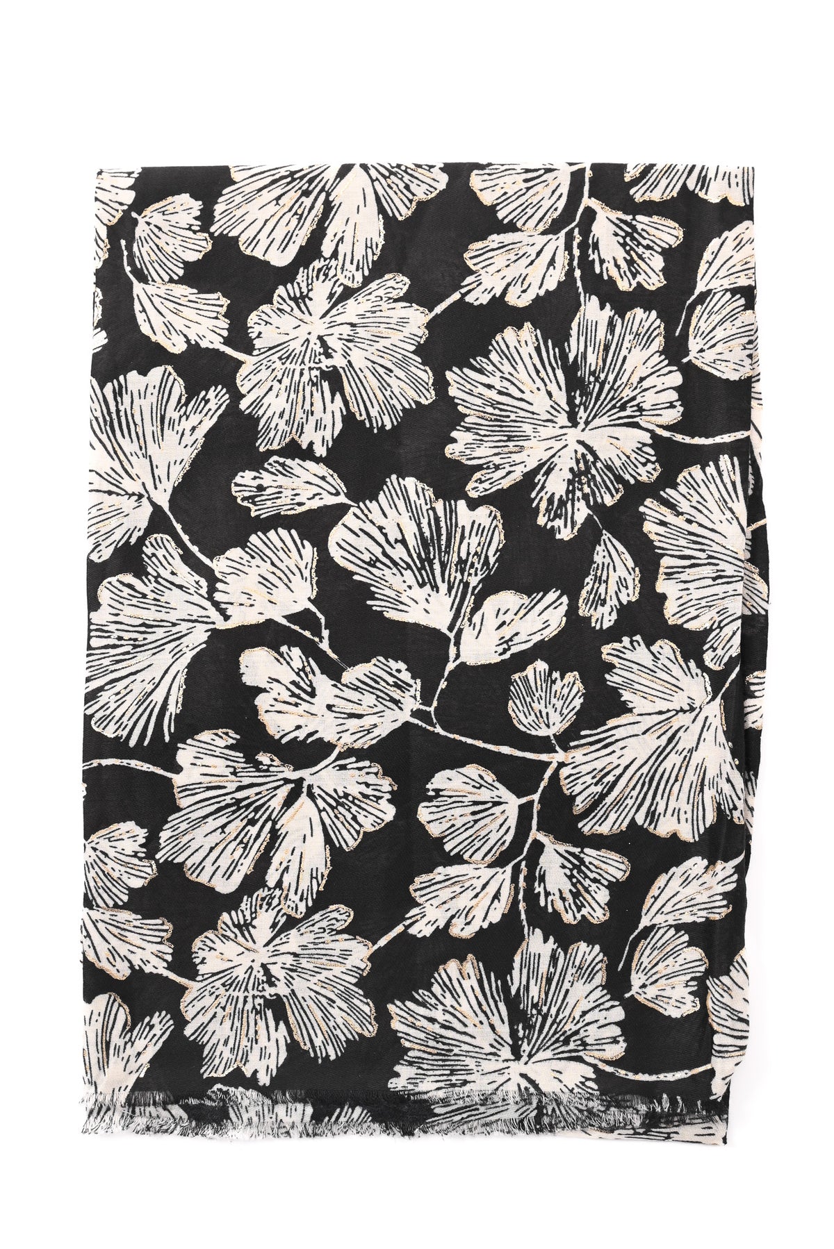 Sjaal fijne bloemen zwart