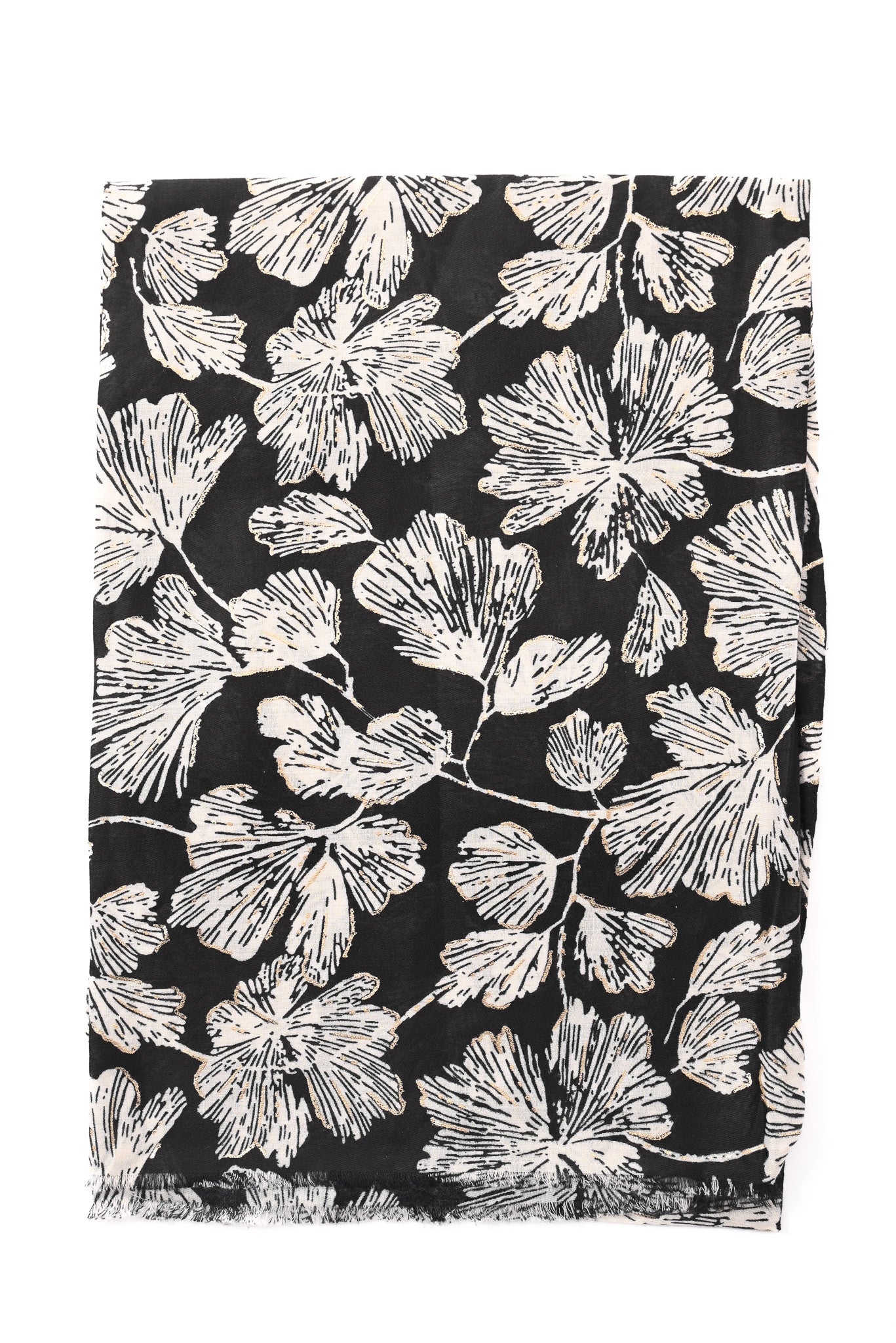 Sjaal fijne bloemen zwart