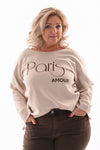 Top lange mouwen paris amour beige