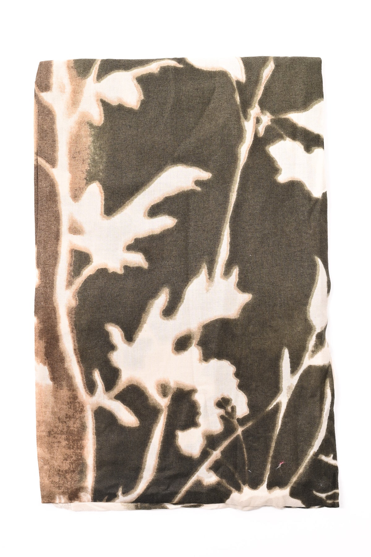 Sjaal bladeren print legergroen