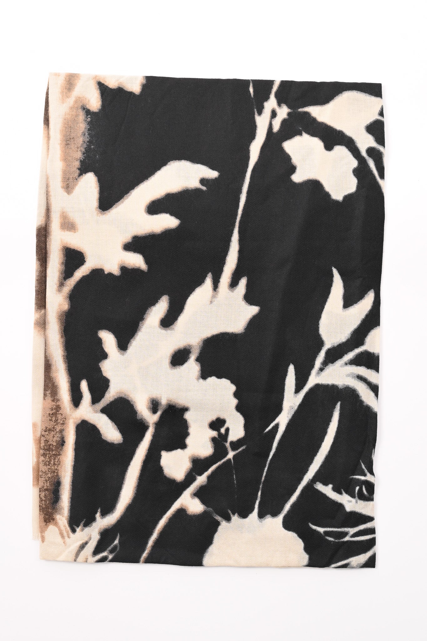 Sjaal bladeren print zwart